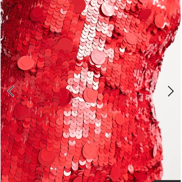 NWT ASOS EDITION Drape Side RED SEQUIN Party COCKTAIL Cami MINI DRESS US 10 - Picture 11 of 13